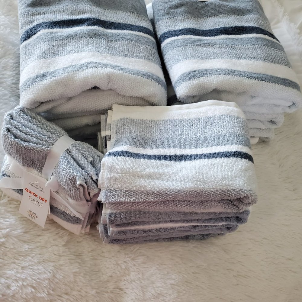 NWT Tommy Bahama  12 Piece Set 100% Cotton Towels Ocean Blue